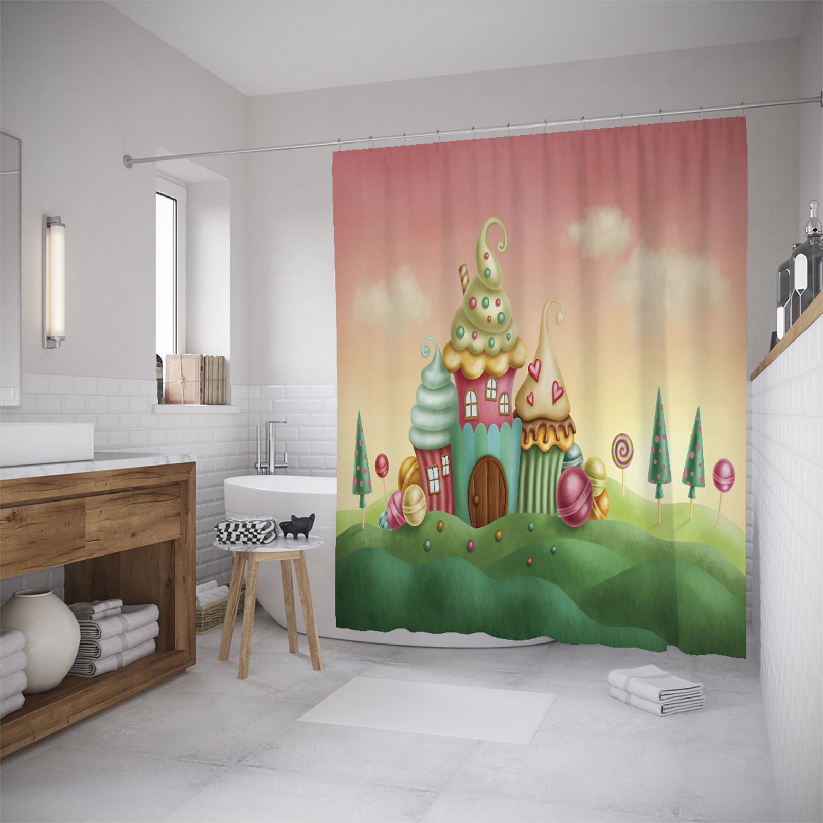 

Штора для ванной JoyArty «Сладкое поместье» 180x200, Оранжевый
