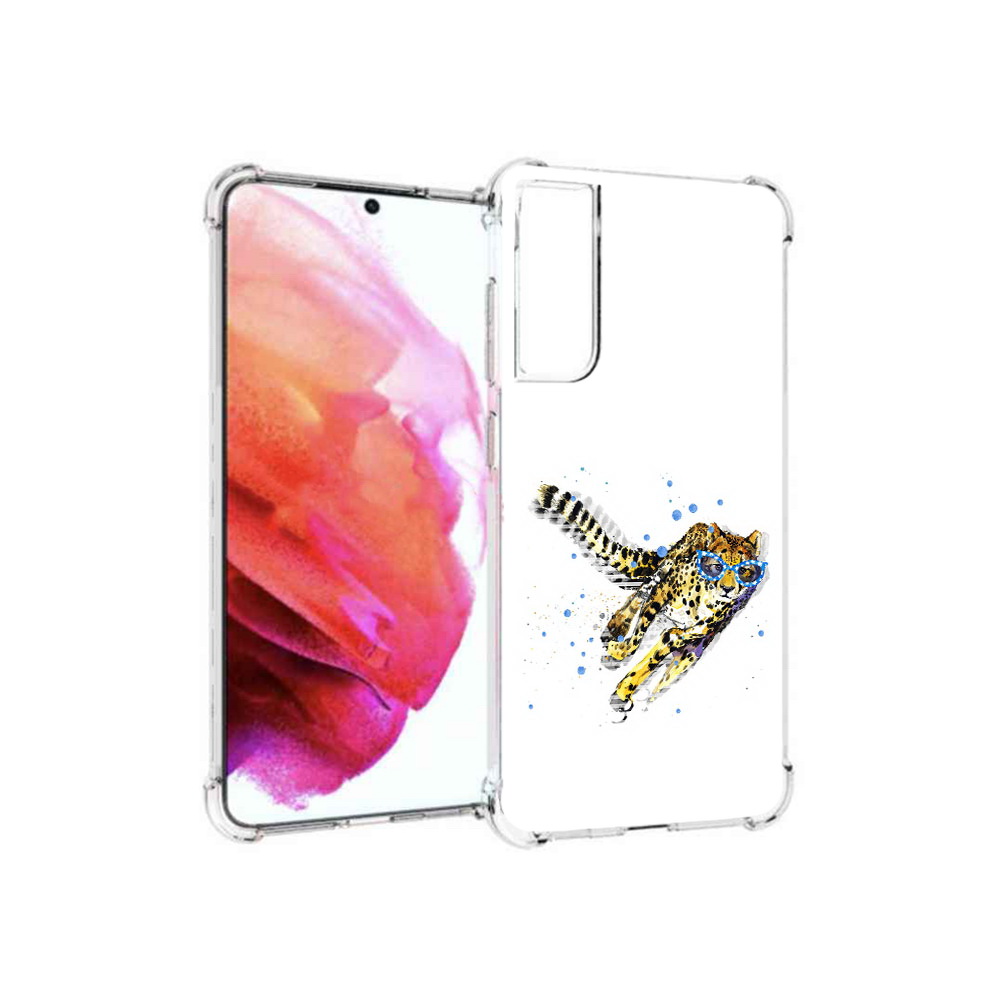 

Чехол MyPads Tocco для Samsung Galaxy S21 FE гепард в очках, Прозрачный, Tocco
