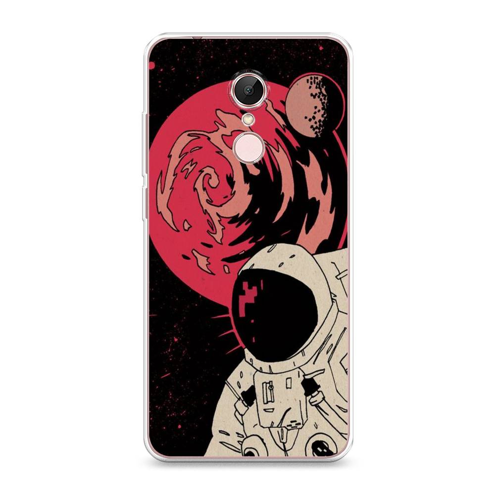 

Чехол на Xiaomi Redmi 5 "Космонавт возле Марса", Черный;красный, 33050-2