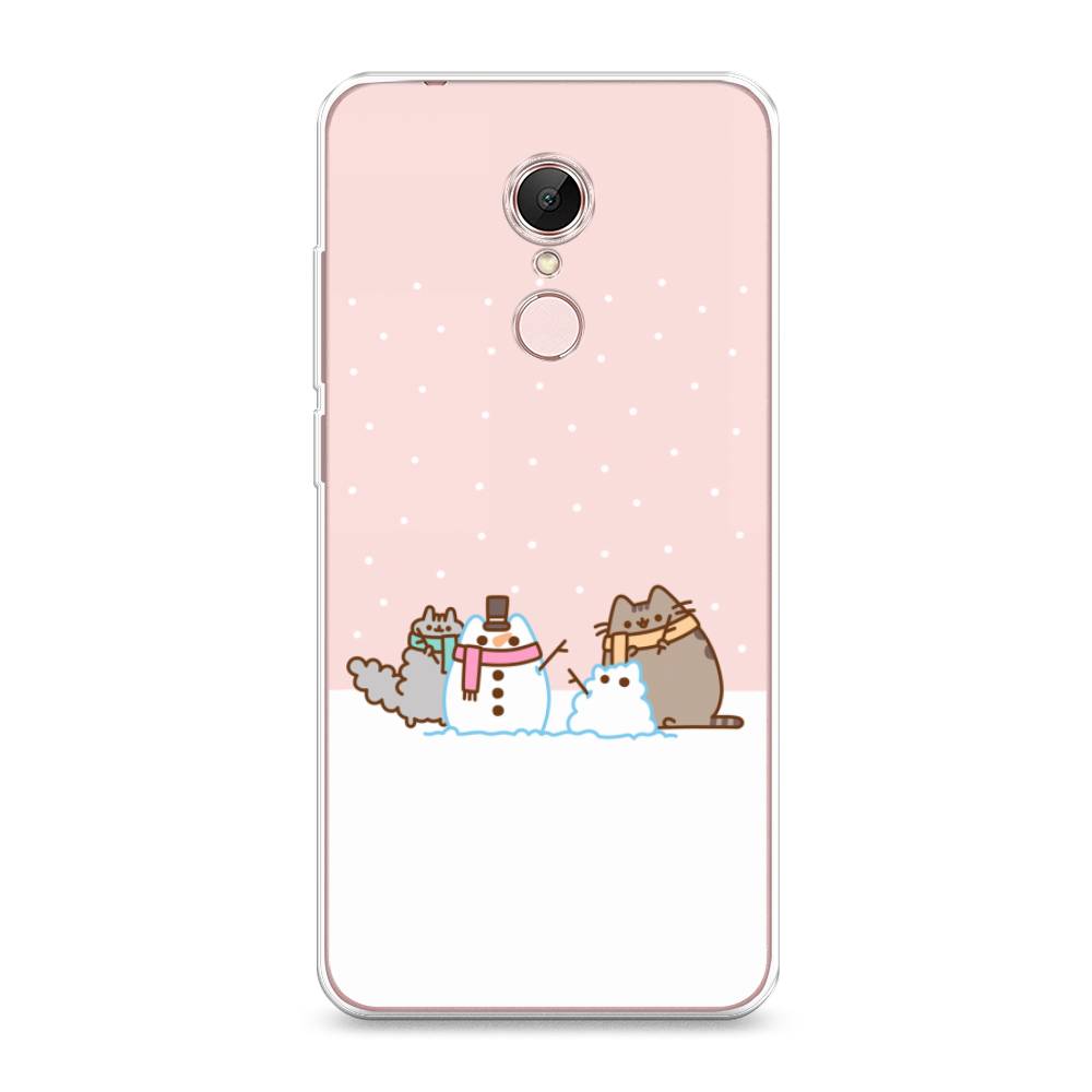 

Чехол на Xiaomi Redmi 5 "Котики в снегу", Розовый;белый;серый, 33050-5