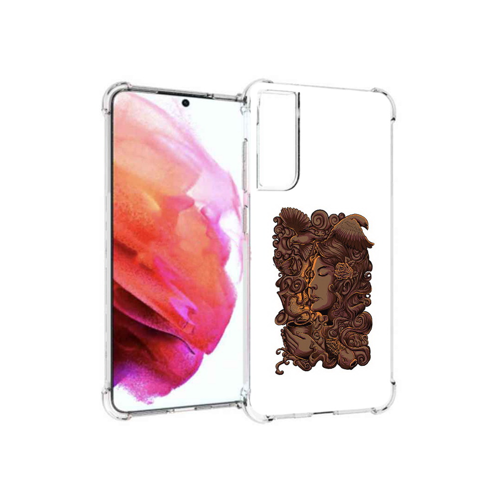 Чехол MyPads Tocco для Samsung Galaxy S21 FE девушка с длинными волосами абстракция