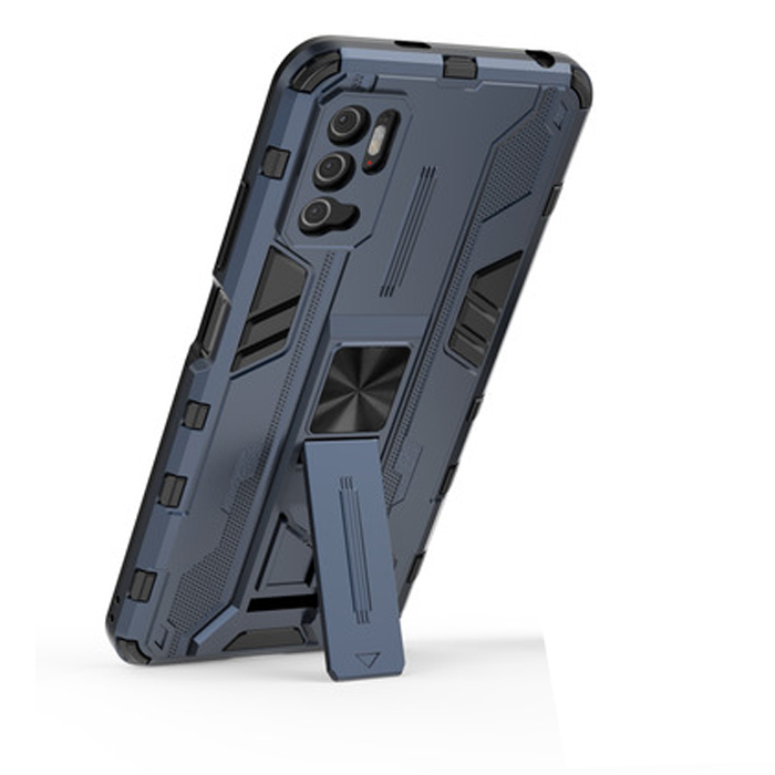 фото Противоударный чехол с подставкой transformer для xiaomi poco m3 pro (синий) black panther