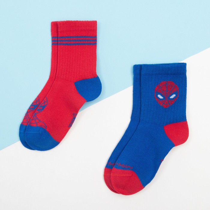 фото Набор носков "человек-паук" 2 пары, красный/синий, 18-20 см marvel