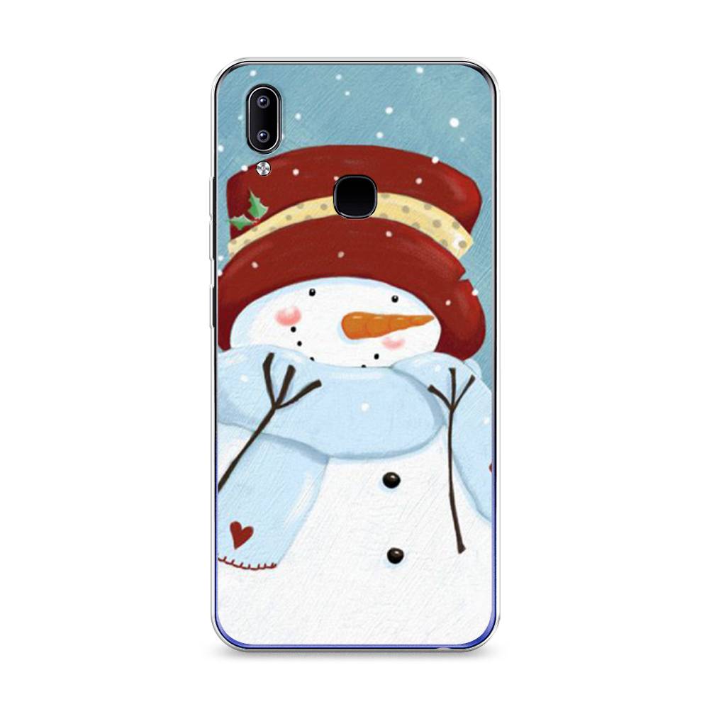 

Чехол для Vivo Y93/Y93 lite "Застенчивый снеговик", Голубой;белый;красный, 262950-5