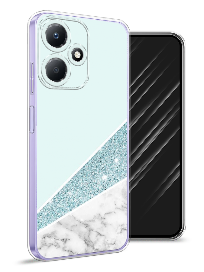 

Чехол Awog для Infinix Hot 30 Play "Мрамор с голубыми блестками", Голубой;белый, 3104250-3