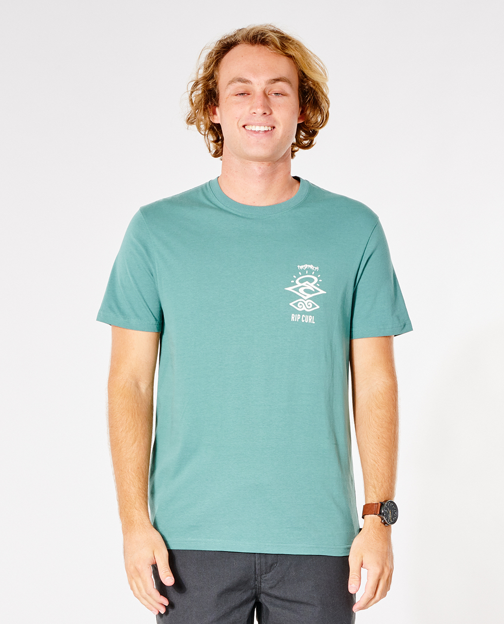 

Футболка мужская Rip Curl SEARCH ICON TEE зеленая S, SEARCH ICON TEE