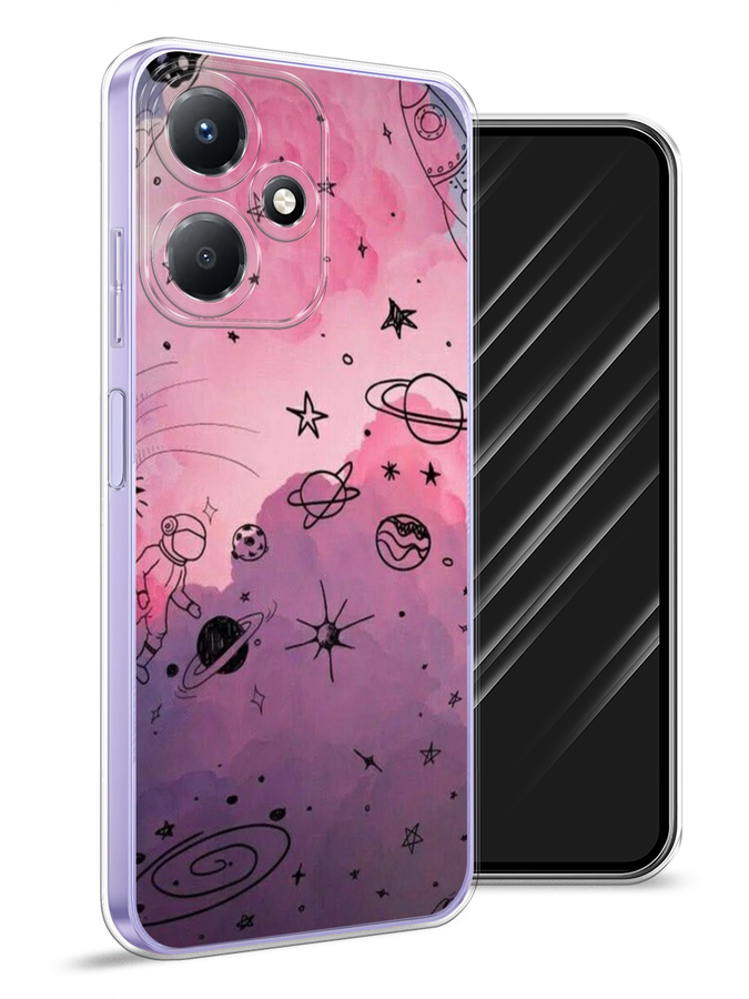 

Чехол Awog для Infinix Hot 30 Play "Радуга планет 3", Черный;розовый, 3104250-4