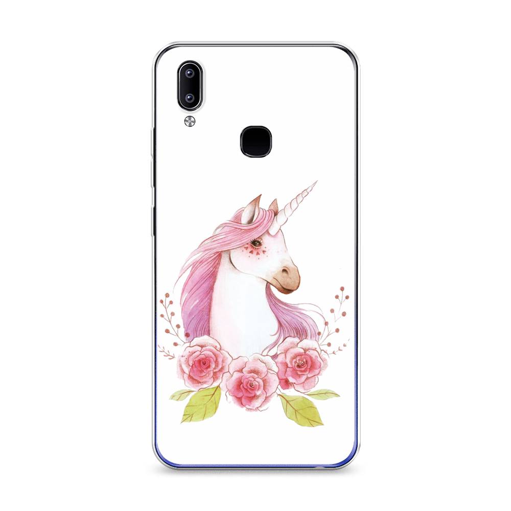 

Чехол для Vivo Y93/Y93 lite "Единорог цветы", Белый;розовый;серый, 262950-1