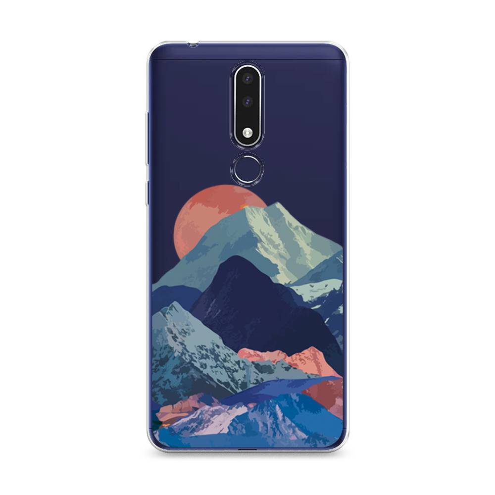 

Чехол на Nokia 3.1 Plus "Закат в снежных горах", Красный;серый;голубой, 122850-2