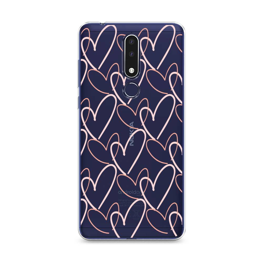 

Чехол на Nokia 3.1 Plus "Узор из сердечек", Розовый;бежевый, 122850-6