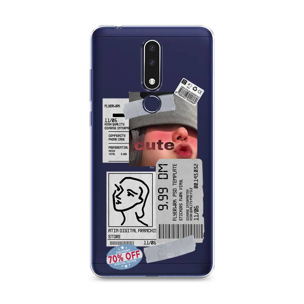 

Чехол на Nokia 3.1 Plus "Cute girl collage", Розовый;серый;голубой, 122850-6