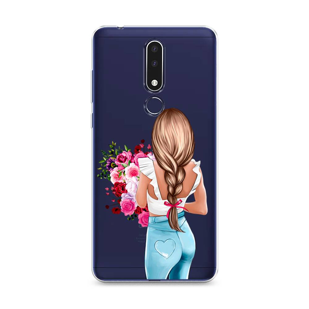 

Чехол на Nokia 3.1 Plus "Девушка с цветами", Коричневый;розовый;голубой, 122850-6
