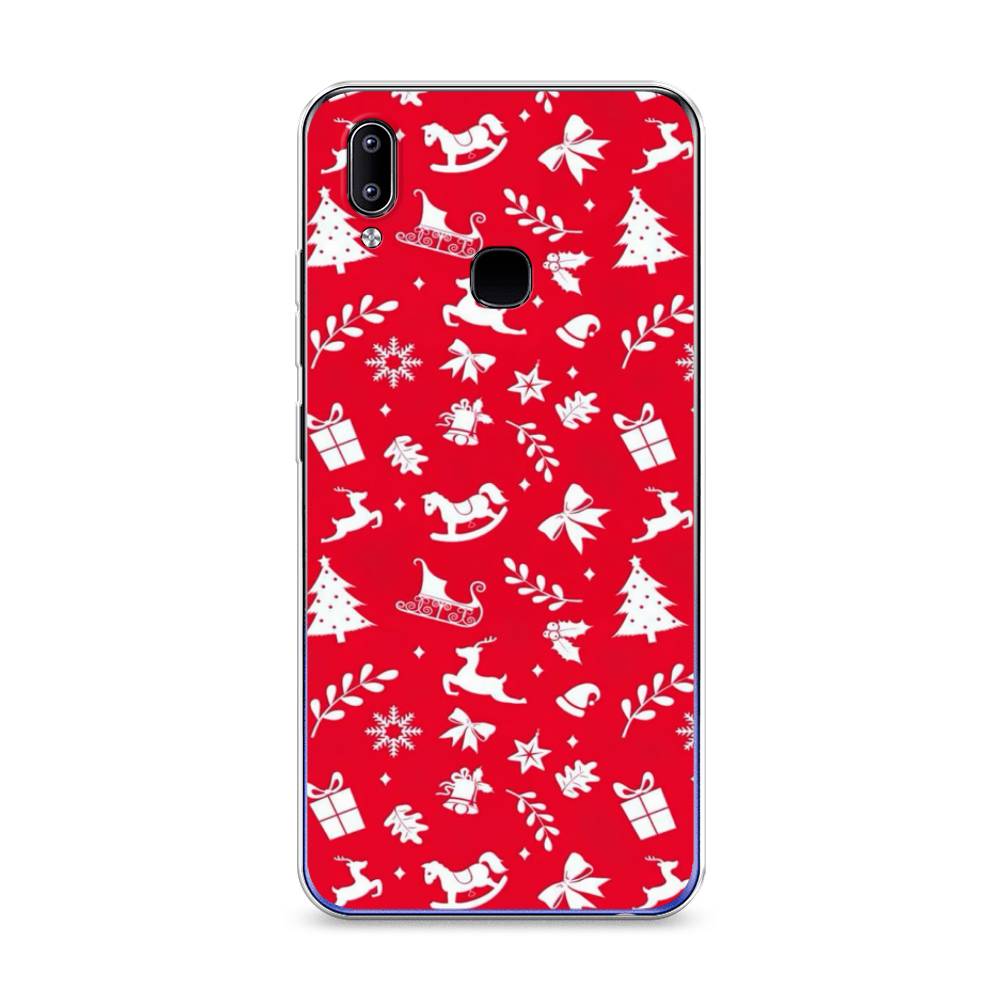 

Чехол для Vivo Y93/Y93 lite "Красный новогодний фон", Красный;белый, 262950-5