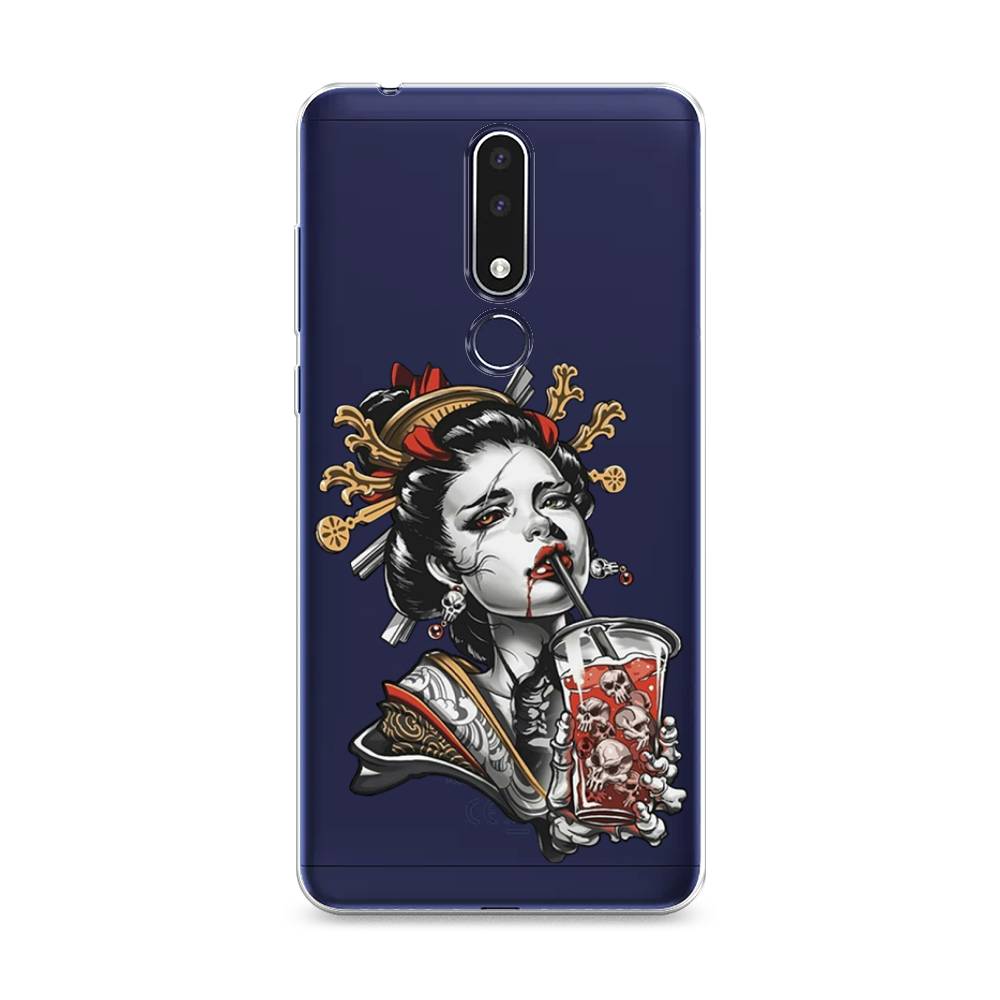 

Чехол на Nokia 3.1 Plus "Опасная гейша", Красный;черный;серый, 122850-4