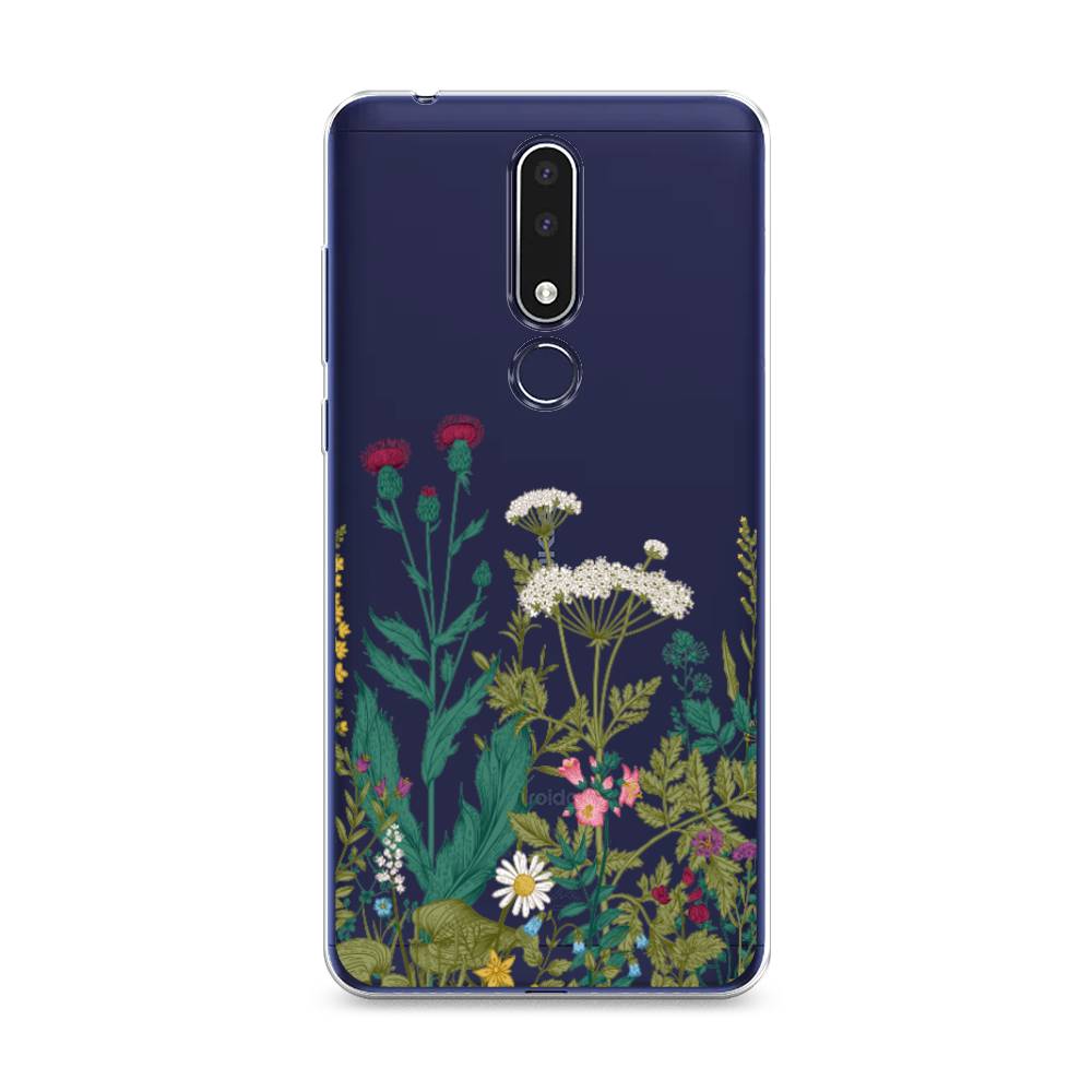 

Чехол на Nokia 3.1 Plus "Дикие полевые цветы", Зеленый;розовый;белый, 122850-2