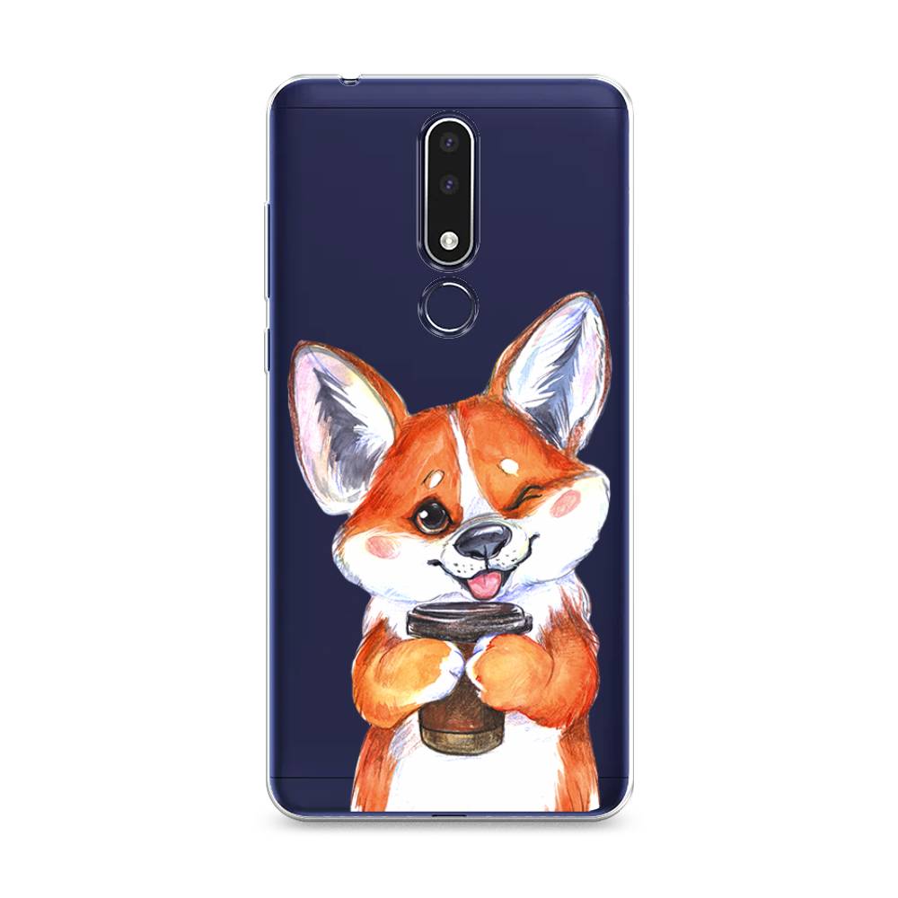 

Чехол на Nokia 3.1 Plus "Корги с кофе", Оранжевый;белый, 122850-4