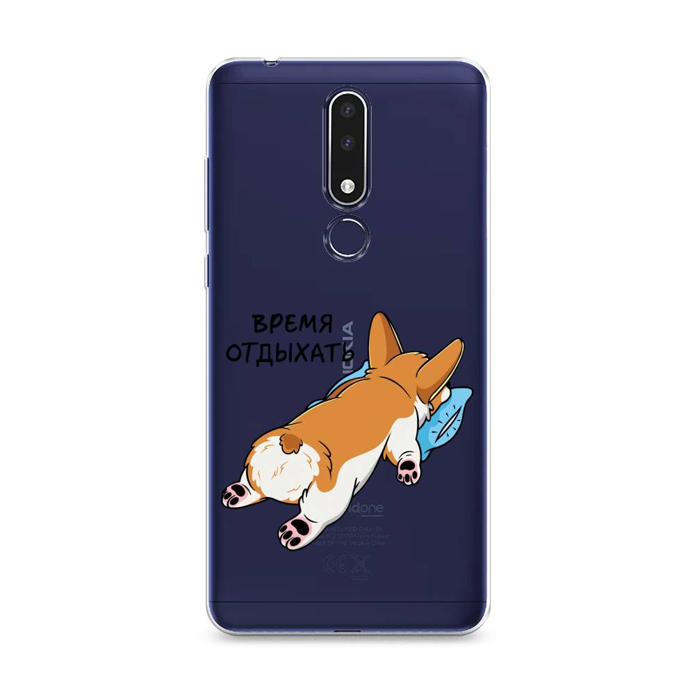 

Чехол на Nokia 3.1 Plus "Корги отдыхает", Черный;коричневый;голубой, 122850-1