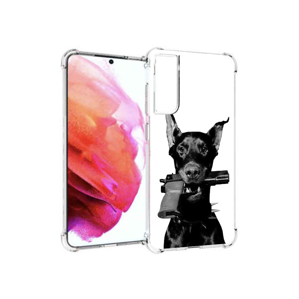 Чехол MyPads Tocco для Samsung Galaxy S21 FE доберман с пистолетом