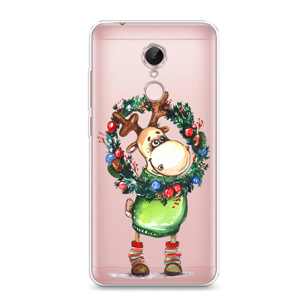

Чехол на Xiaomi Redmi 5 "Олень с новогодним венком", 33050-4
