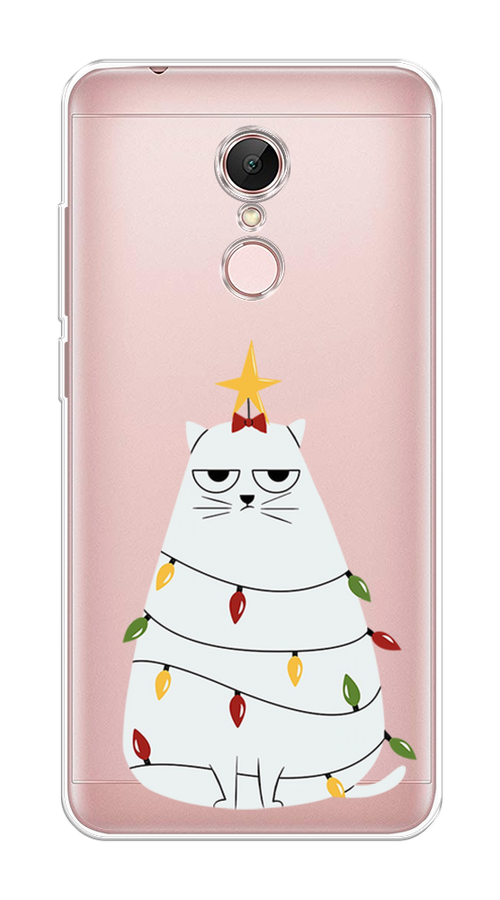 

Чехол на Xiaomi Redmi 5 "Котик в гирлянде", Белый;красный;желтый, 33050-1