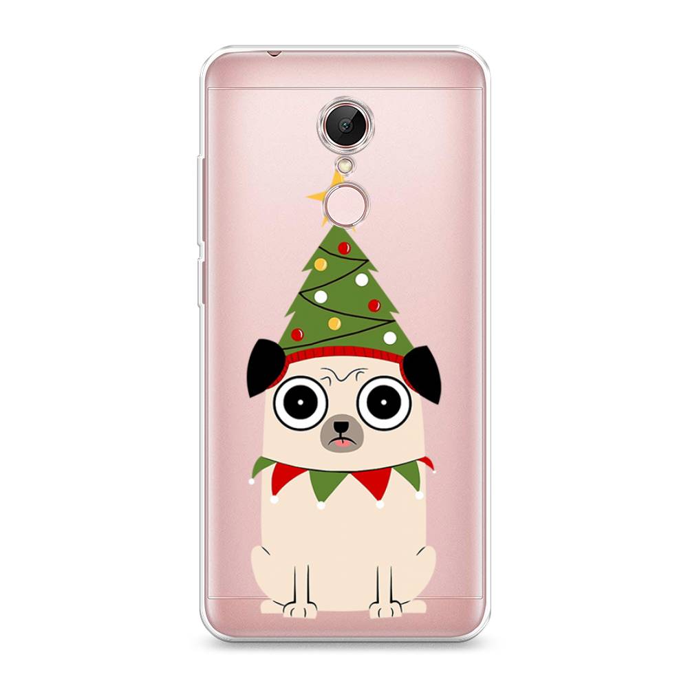 

Чехол на Xiaomi Redmi 5 "Собачка с ёлочкой", Бежевый;красный;зеленый, 33050-1