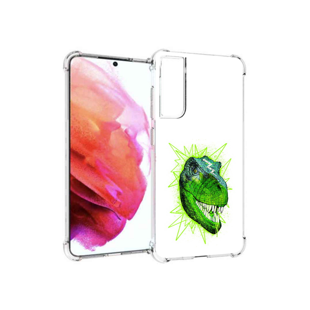 

Чехол MyPads Tocco для Samsung Galaxy S21 FE зеленый динозавр, Прозрачный, Tocco