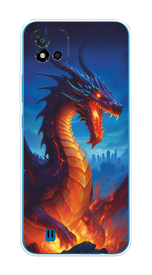 

Чехол на Oppo Realme C11 (2021) "Дракон над лавой", Оранжевый;коричневый;синий, 257550-1