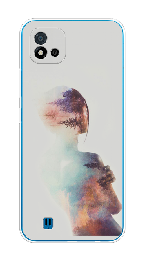 

Чехол на Oppo Realme C11 (2021) "Девушка-лес", Розовый;голубой;серый, 257550-1