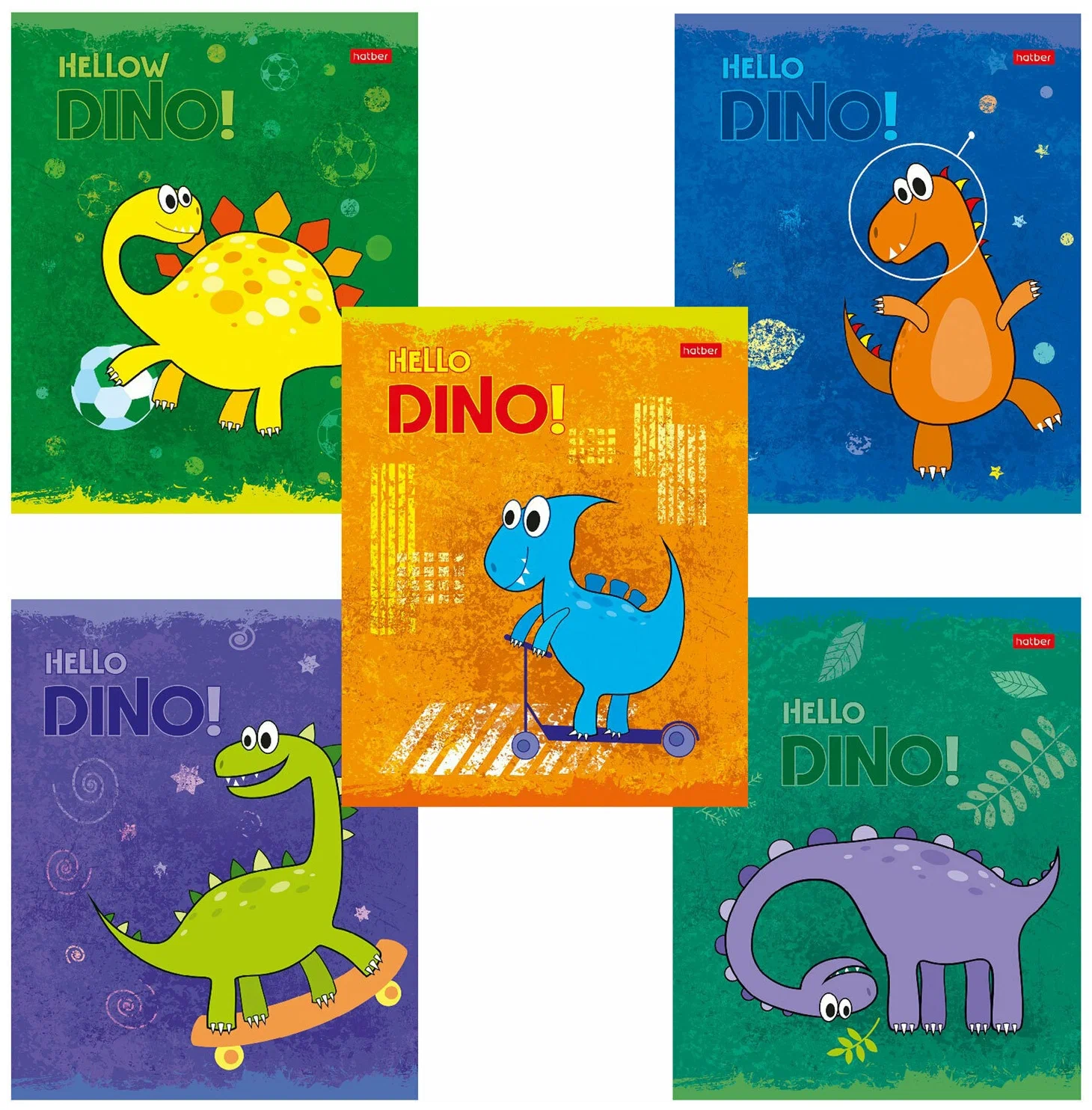 

Тетрадь HATBER А5 Hello Dino 12 л клетка 5 видов