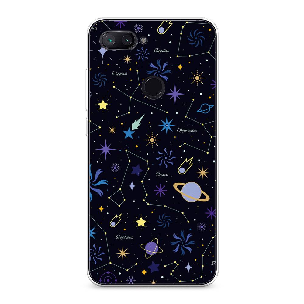 

Чехол на Xiaomi Mi 8 Lite (Youth Edition) "Цветной космос", Желтый, 34550-2