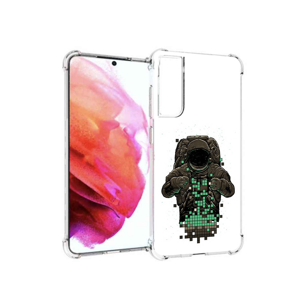 

Чехол MyPads Tocco для Samsung Galaxy S21 FE космонавт с пикселями, Прозрачный, Tocco