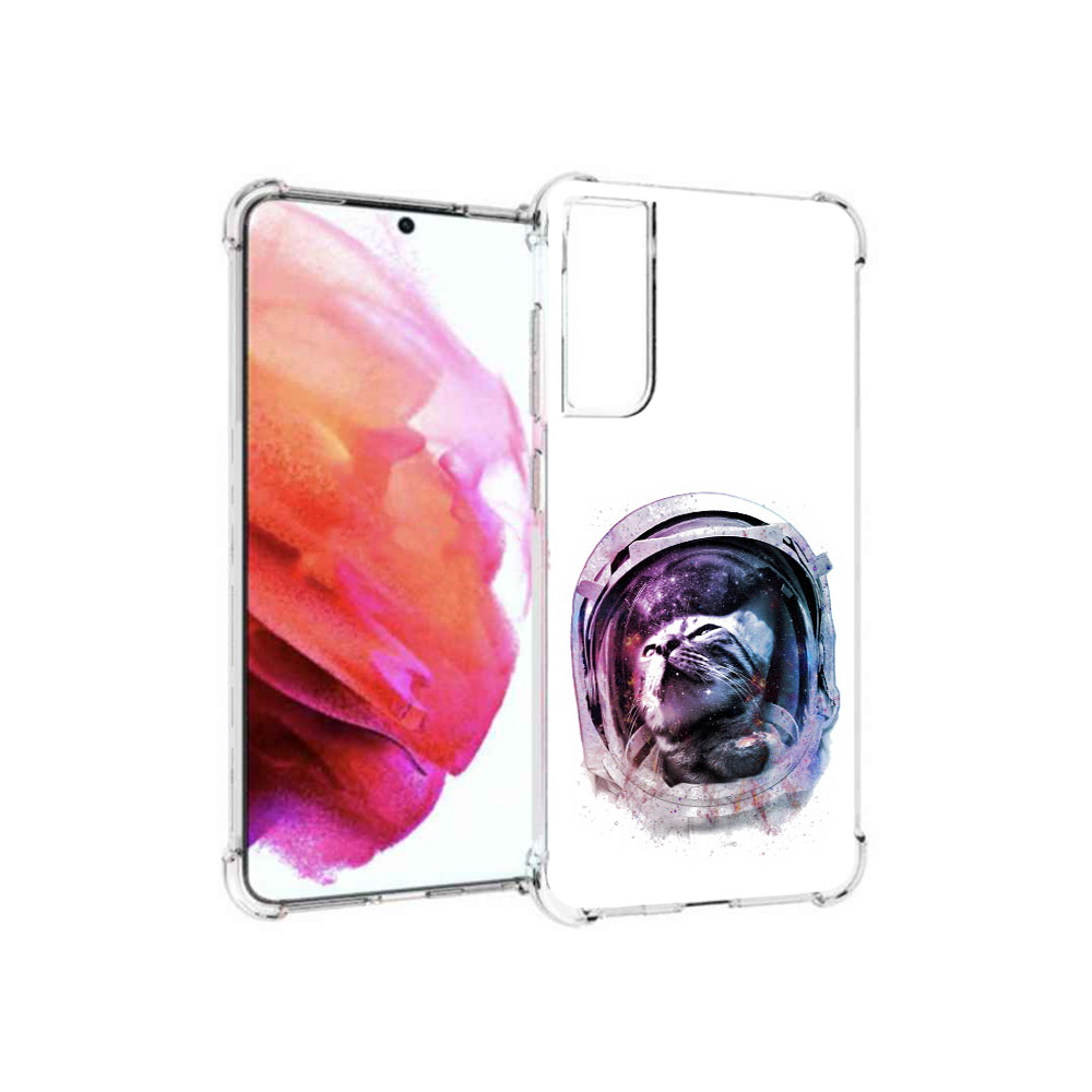 

Чехол MyPads Tocco для Samsung Galaxy S21 FE кот в шлеме, Прозрачный, Tocco