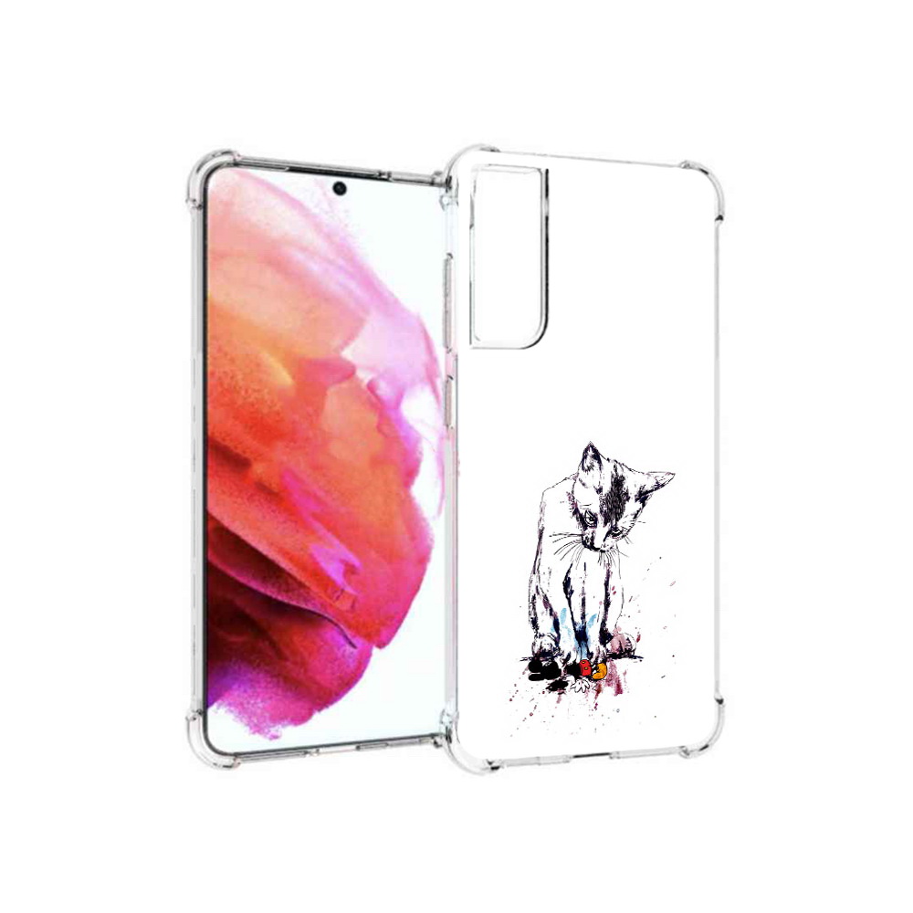 

Чехол MyPads Tocco для Samsung Galaxy S21 FE кот и микки, Прозрачный, Tocco