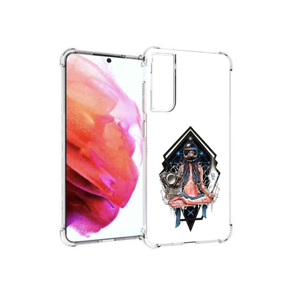 

Чехол MyPads Tocco для Samsung Galaxy S21 FE красивая девушка в шлеме, Прозрачный, Tocco