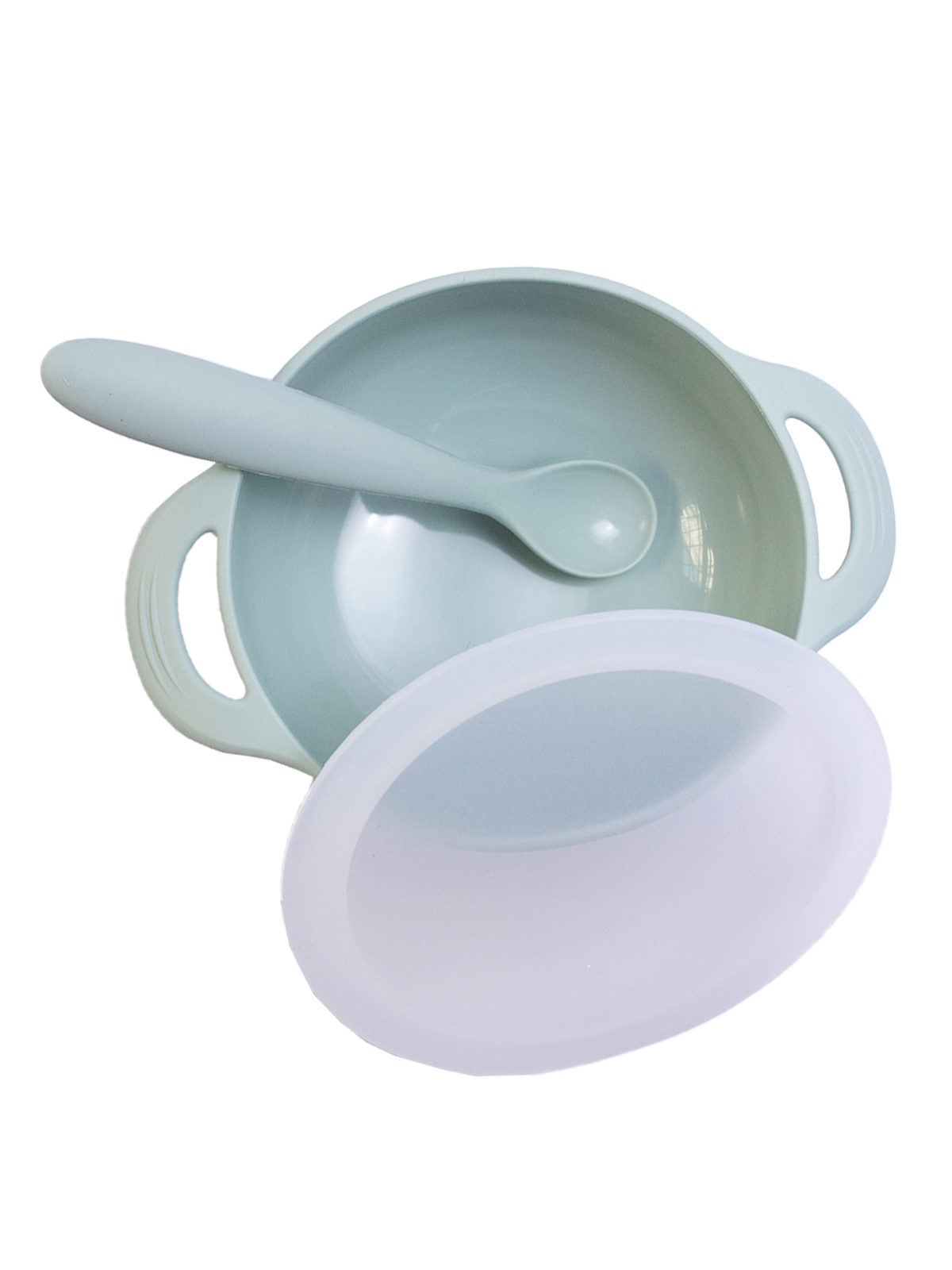 Набор детской посуды SellWildWoman тарелка с крышкой и ложечка, силиконовая NK-14