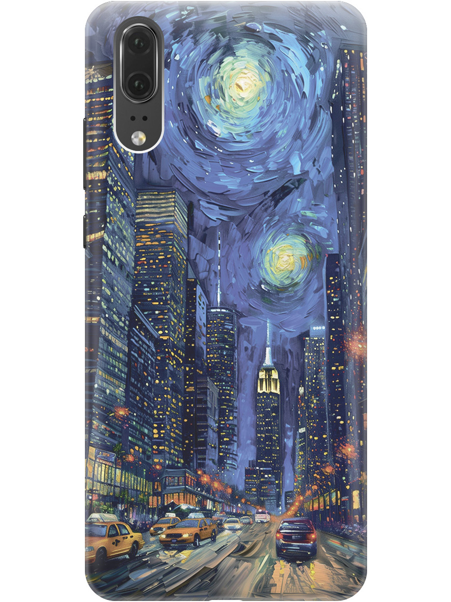 

Силиконовый чехол на Huawei P20 с принтом "Ночной проспект", Прозрачный;синий;черный, 717614010