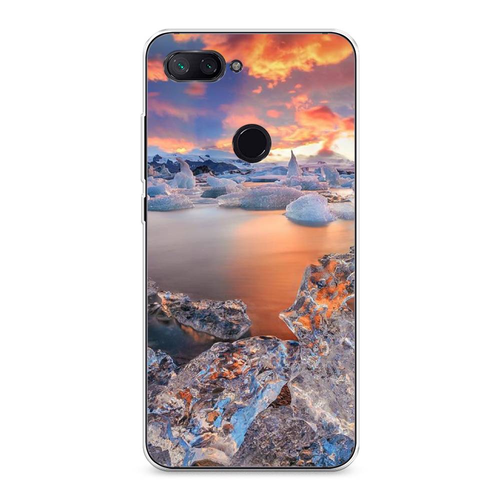 

Чехол на Xiaomi Mi 8 Lite (Youth Edition) "Ледники", Синий;оранжевый, 34550-2