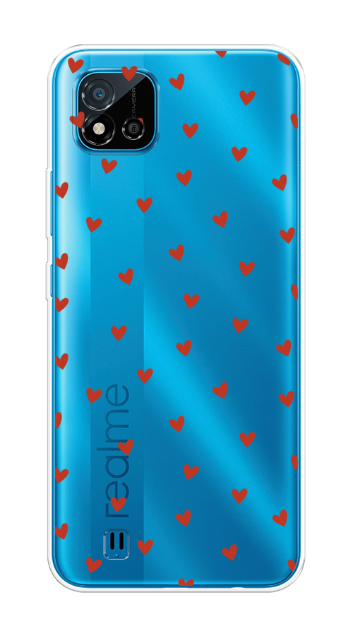 

Чехол на Oppo Realme C11 (2021) "Red hearts", Красный;прозрачный, 257550-1