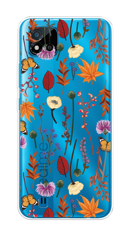 

Чехол на Oppo Realme C11 (2021) "Orange Purple flowers", Оранжевый;красный;розовый;желтый;прозрачный, 257550-1