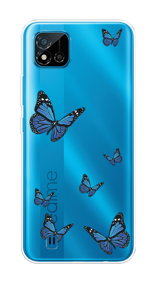 

Чехол на Oppo Realme C11 (2021) "Blue butterflies", Синий;черный, 257550-1