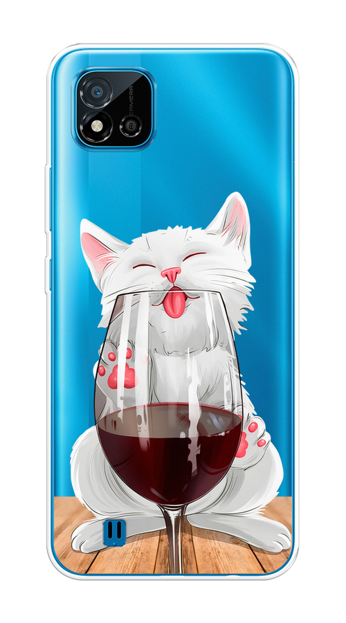 

Чехол на Oppo Realme C11 (2021) "Кот с бокалом", Прозрачный;белый;красный, 257550-1