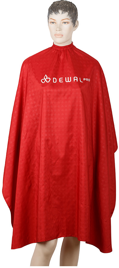 Пеньюар для стрижки DEWAL Логотип полиэстер красный 128х146 см. на крючках AA01Red