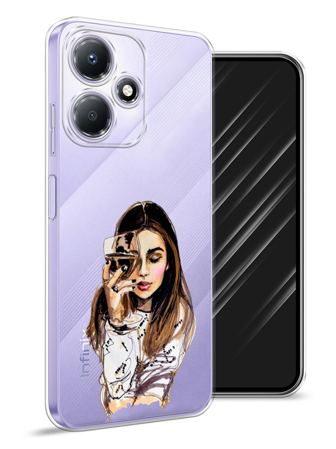 

Чехол Awog для Infinix Hot 30 Play "Девушка с бокалом", Бежевый;коричневый;белый, 3104250-7