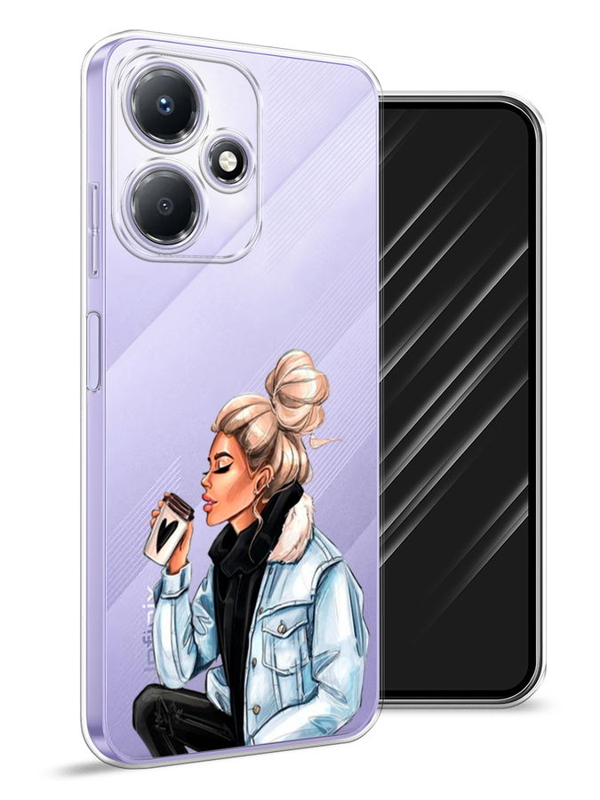 

Чехол Awog для Infinix Hot 30 Play "Cute girl", Бежевый;черный;голубой, 3104250-7