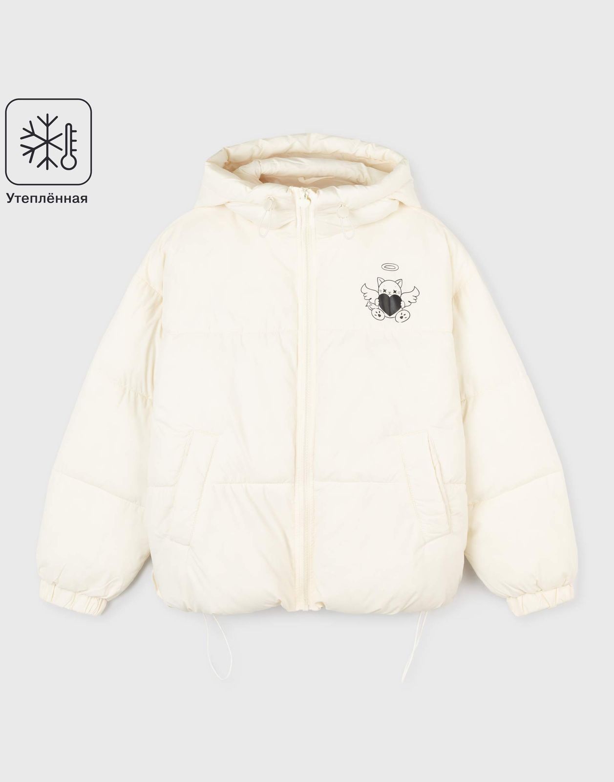 

Утепленная куртка для девочки Gloria Jeans GOW004123 молочный 8-10л/140, Белый, GOW004123