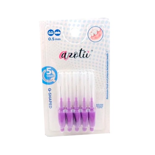 Межзубные Ершики Azotii Q-Shaped Interdental Brushes 0,5 мм, 5 шт межзубные ершики azotii прямые q shaped 0 7 мм 5 шт