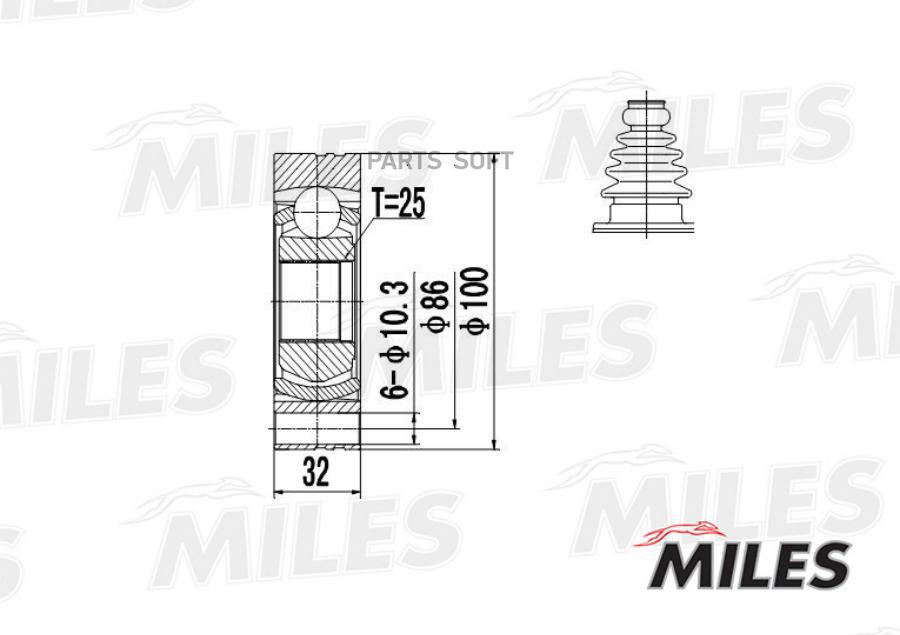 

MILES ШРУС внутренний BMW E30/34 (SKF VKJA8826) GA10011 1шт