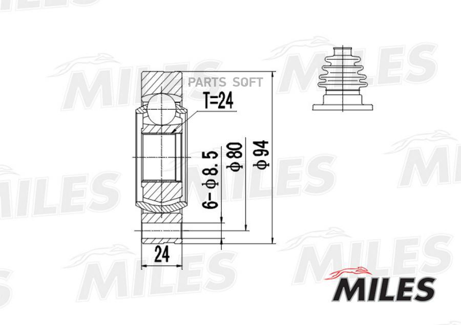 

MILES ШРУС внутренний BMW E36 1.6-2.0 90-03 (SKF VKJA8830) GA10012 1шт