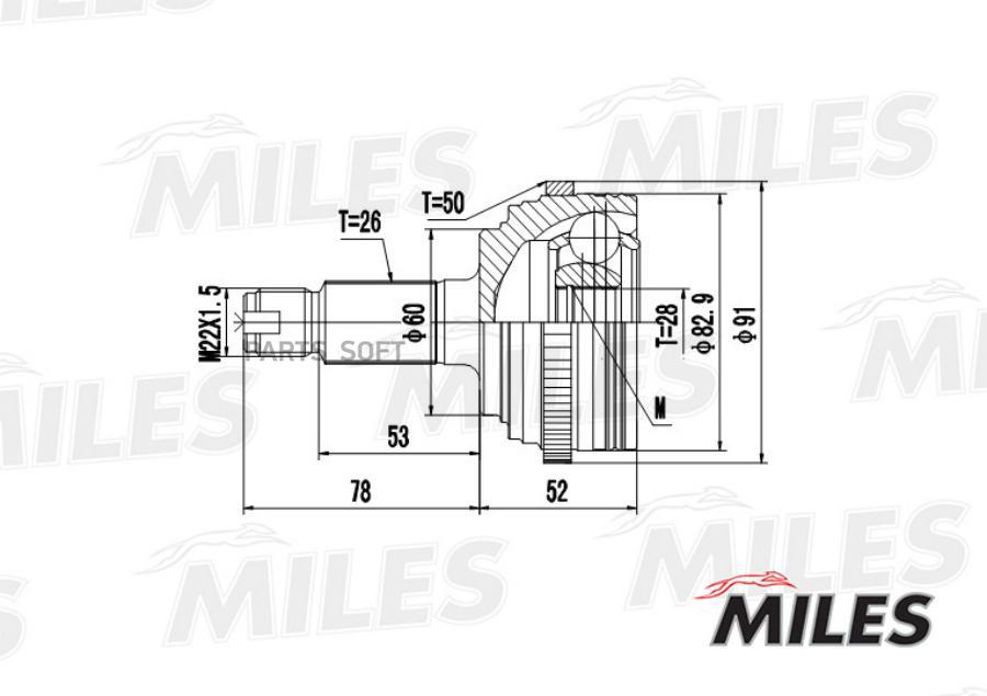 

MILES ШРУС наружный HONDA CIVIC 1.6 01- (с ABS) (GKN 305303) GA20144 1шт