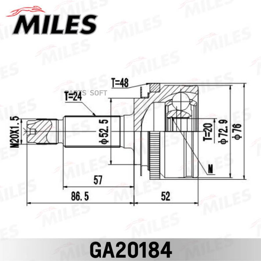 

MILES ШРУС наружный KIA PICANTO 1.0/1.1 04- (SKF VKJA5479) GA20184 1шт